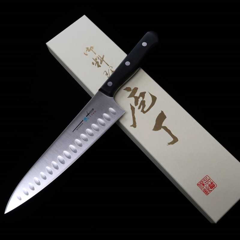 Madam MADAM Couteau de chef au molybdène pour saumon, finition alvéolée (200 mm)