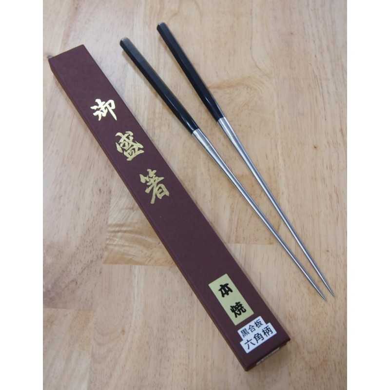 Moribashi palillos para emplatar, forja completa, mango hexagonal de composite negro (290/320 mm)