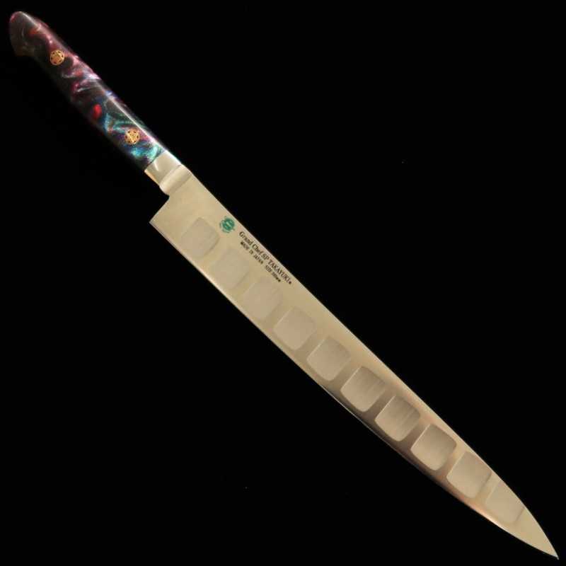 Sujihiki SAKAI TAKAYUKI Grand Chef SP Series Type III Galaxy Acero especial, acabado con alveolos, para diestros (240 mm)