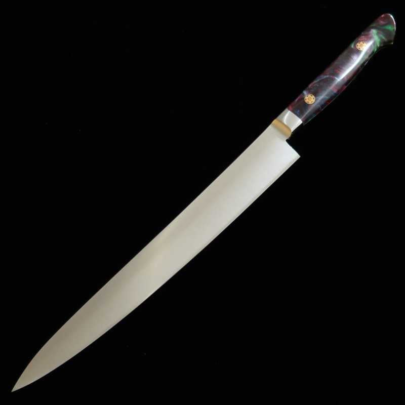Sujihiki SAKAI TAKAYUKI Grand Chef SP Series Type III Galaxy Acero especial, acabado con alveolos, para diestros (240 mm)