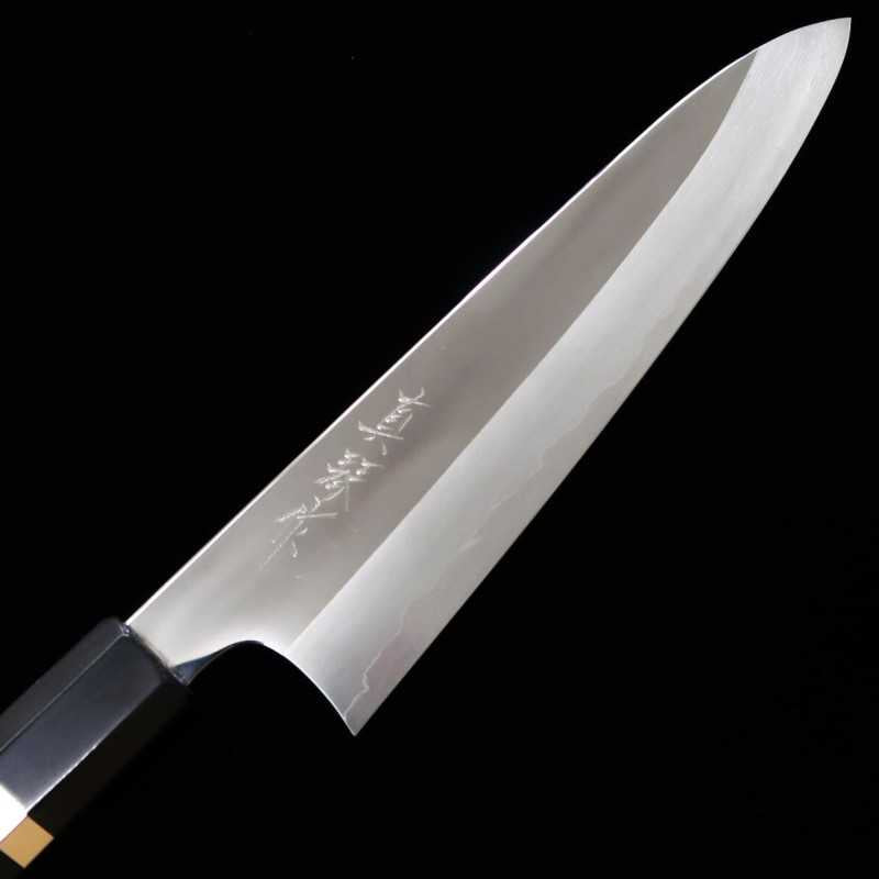 田所刃物 TADOKORO HAMONO 真琴作 銀紙三号 鏡面 牛刀 黒檀銀巻八角柄 (210mm)