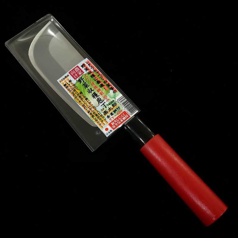 Cuchillo especial para cosecha de verduras, acero inoxidable especial, Rakutaro TY-420, mango recto rojo (140 mm)