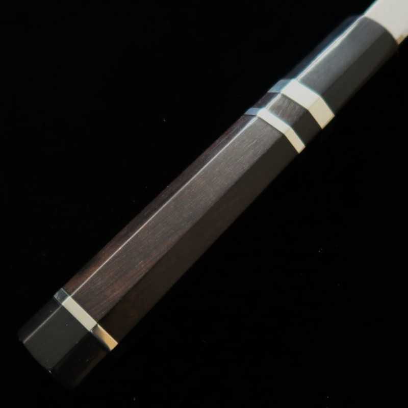 Yanagiba MIURA Ginsan Steel with Blood Streamer, Ebony Silver Wrap Handle, Magnolia Sheath (300mm)