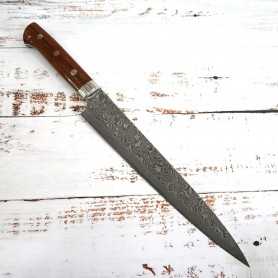 Japanese sujibiki Knife - TAKESHI SAJI - Stainless Damascus R2 Steel black finish - Ironwood Handle - Size: 24cm