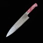 Japanese chef Knife gyuto - TAKESHI SAJI - Damascus R2 Steel diamond finish - Red and white turquoise Handle - Size: 21cm