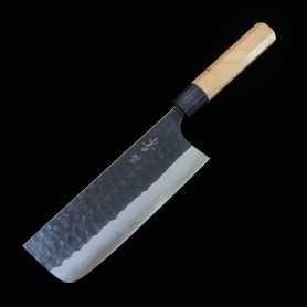 Japanese nakiri Knife - MASAKAGE- Blue Super - Kurouchi - Koishi Serie - Size:16.5cm