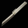 冨田作 肥後小刀 極軟鉄鍛造 鎚目乱刀 ナイフ型 大 桐箱・収納袋付き 7.5cm