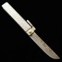 冨田作 肥後小刀 極軟鉄鍛造 剣型鎚目乱刀　白鋼 桐箱・収納袋付き 7.5cm