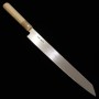 三浦佩 Miura Obidama 切付柳刃 銀三鋼 朴八角柄 左利き用 27/30cm