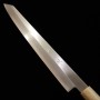 三浦佩 Miura Obidama 切付柳刃 銀三鋼 朴八角柄 左利き用 27/30cm