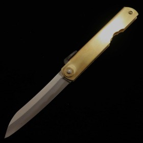 永尾かね駒製作所KANEKOMA 肥後守 青紙鍛造 笹刃型 真鍮縦折柄 75mm