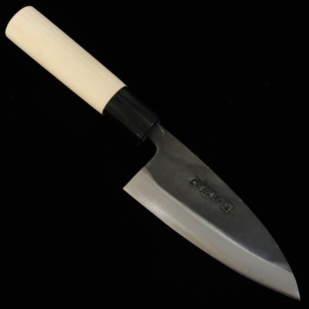 左頼光 HIDARI YORIMITSU 小出刃 SK材 黒打ち 朴柄 12cm