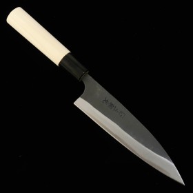 左頼光 HIDARI YORIMITSU アジ切 SK材 黒打ち 朴柄 14.5cm