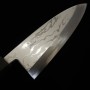 【アウトレット - 柄に亀裂有り】三浦 出刃 本刃付け 青二鋼 ダマスカス 黒檀柄 15cm