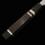 【アウトレット - 柄に亀裂有り】三浦 出刃 本刃付け 青二鋼 ダマスカス 黒檀柄 15cm
