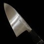 【アウトレット - 柄に亀裂有り】三浦 出刃 本刃付け 青二鋼 ダマスカス 黒檀柄 15cm
