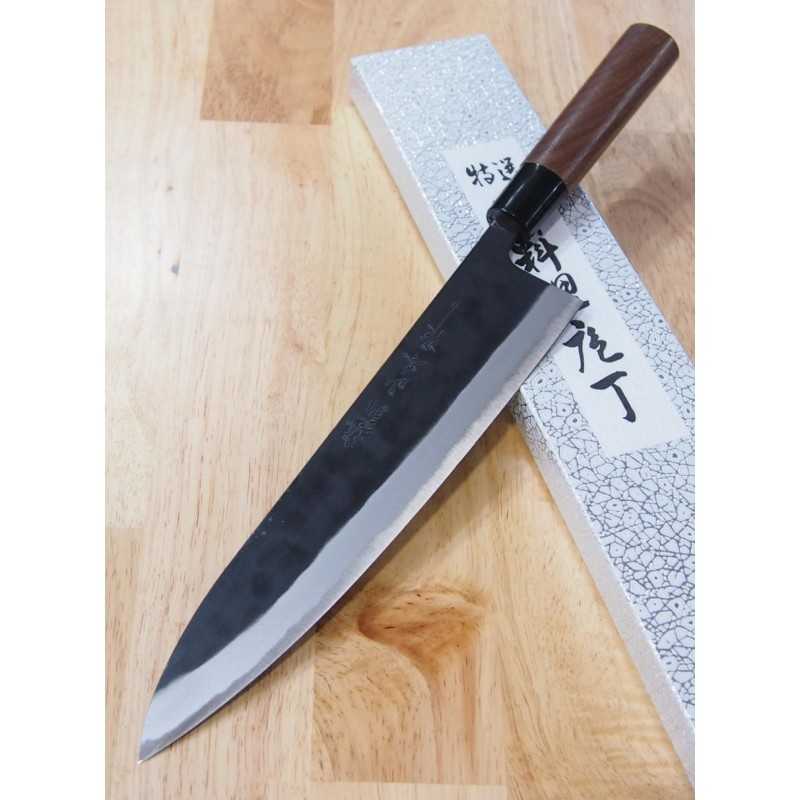 サマーセール35%オフ 山本直作 牛刀 210mm 墨流し 青紙スーパー 黒打