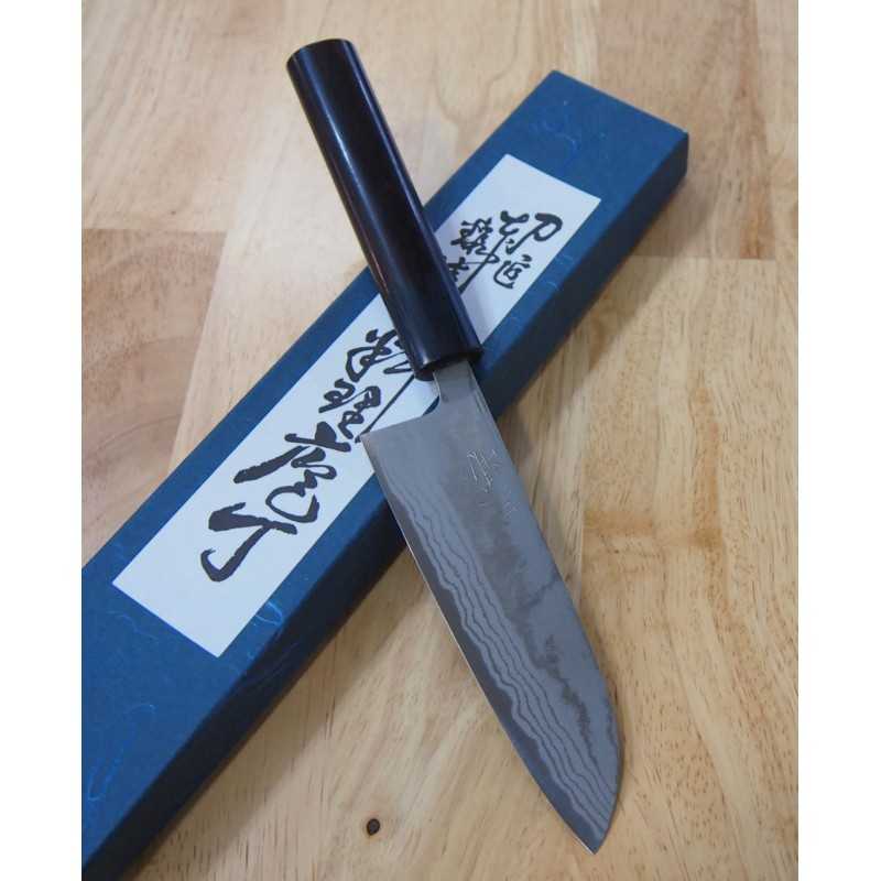 三浦刃物MIURA KNIVES 銀龍 青二鋼ダマスカス 小三徳 紫檀丸柄 13.5cm