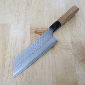 NIGARA Nakiri SG2 Polished Hammered with Teak Octagonal Handle (180mm)