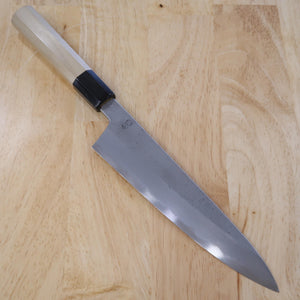 Sakai Kikumori Kikuzuki Nashiji Gyuto Acier Blanc n°2 manche octogonal en magnolia (210 mm)