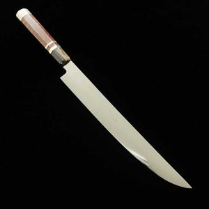 SUISIN acier blanc Fuji Hon-yaki, forme de couteau, finition miroir intégrale, manche triple en bois de serpent argenté (300 mm)