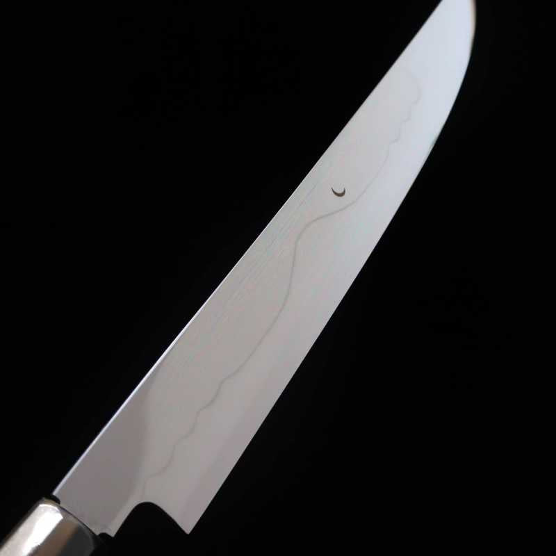 SUISIN acier blanc Fuji Hon-yaki, forme de couteau, finition miroir intégrale, manche triple en bois de serpent argenté (300 mm)