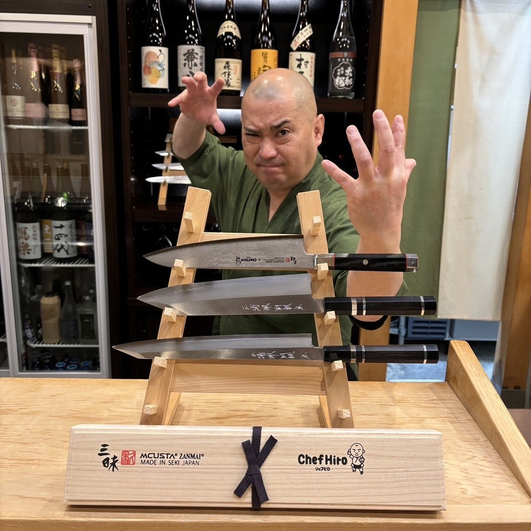 [Chef Hiro x MIURA] Kiritsuke Gyuto "Hai," Ginsan Steel, Kasumi Finish with Ebony Silver-Ring Handle (240mm)
