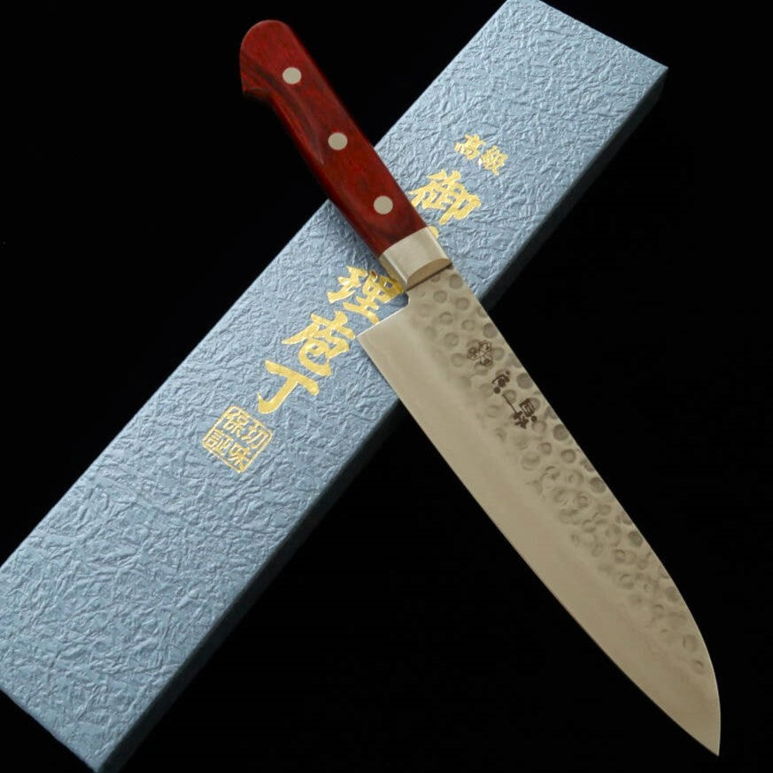 酔心 SUISIN ワインハンドル 三徳 VG10 鎚目 ダマスカス (180mm)