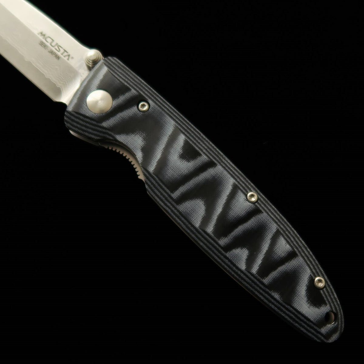 MCUSTA Classic Wave Damasco Micarta azul Cuchillo plegable MC-0010D (85 mm)