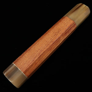 [OUTLET] Manche personnalisé pour Gyuto, bois de ronce de bouleau, viroles blanches en corne de buffle, octogonal (240 mm)