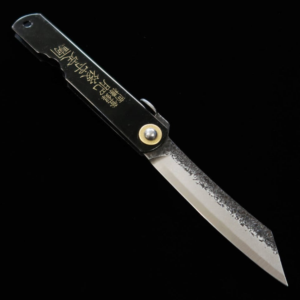 永尾かね駒製作所KANEKOMA 肥後守 青紙 本黒 大 鎚目 黒背（70mm）
