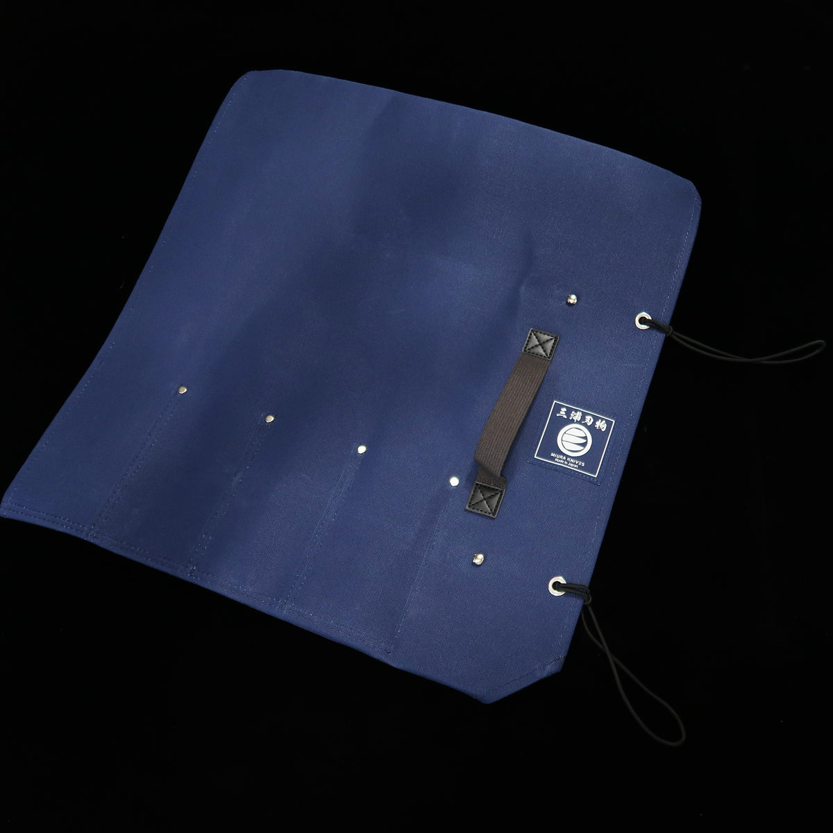 Funda enrollable original para cuchillos Miura Hamono, lona 51×48 cm, para 4 cuchillos (azul marino/negro/rojo/verde/arena)