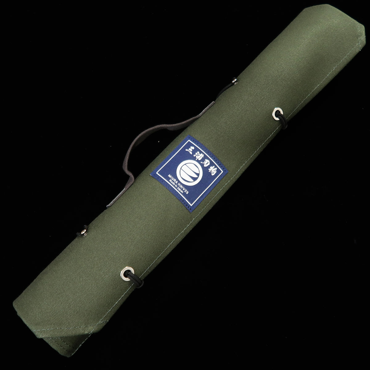 Funda enrollable original para cuchillos Miura Hamono, lona 51×48 cm, para 4 cuchillos (azul marino/negro/rojo/verde/arena)