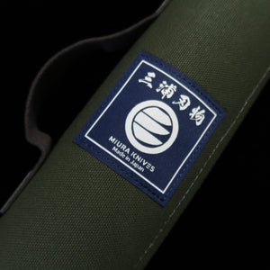 Funda enrollable original para cuchillos Miura Hamono, lona 51×48 cm, para 4 cuchillos (azul marino/negro/rojo/verde/arena)