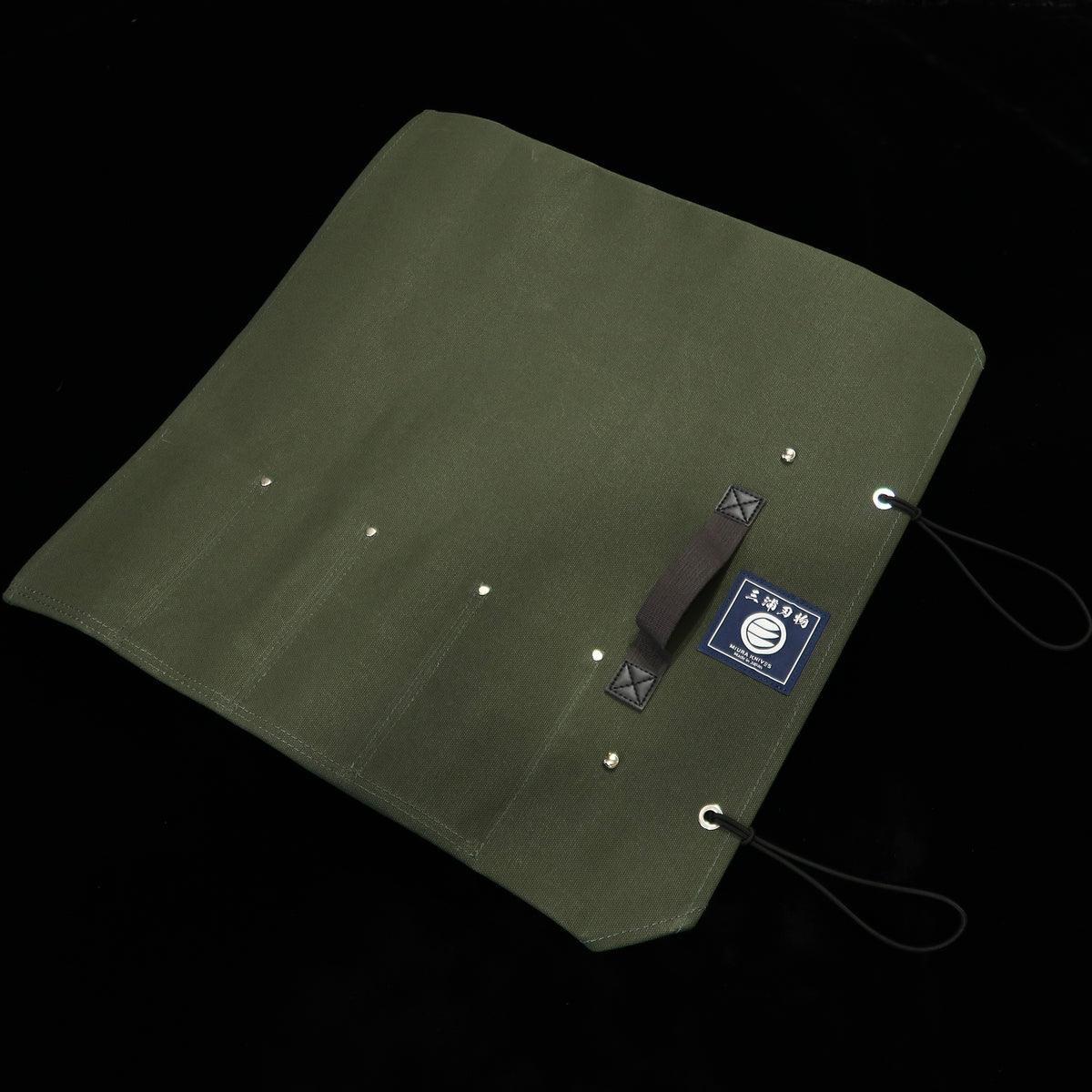 Funda enrollable original para cuchillos Miura Hamono, lona 51×48 cm, para 4 cuchillos (azul marino/negro/rojo/verde/arena)