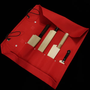 Funda enrollable original para cuchillos Miura Hamono, lona 51×48 cm, para 4 cuchillos (azul marino/negro/rojo/verde/arena)