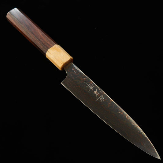 佐治武士SAJITAKESHI ペティ VG10 有色ダマスカス 紫檀八角柄（130mm）
