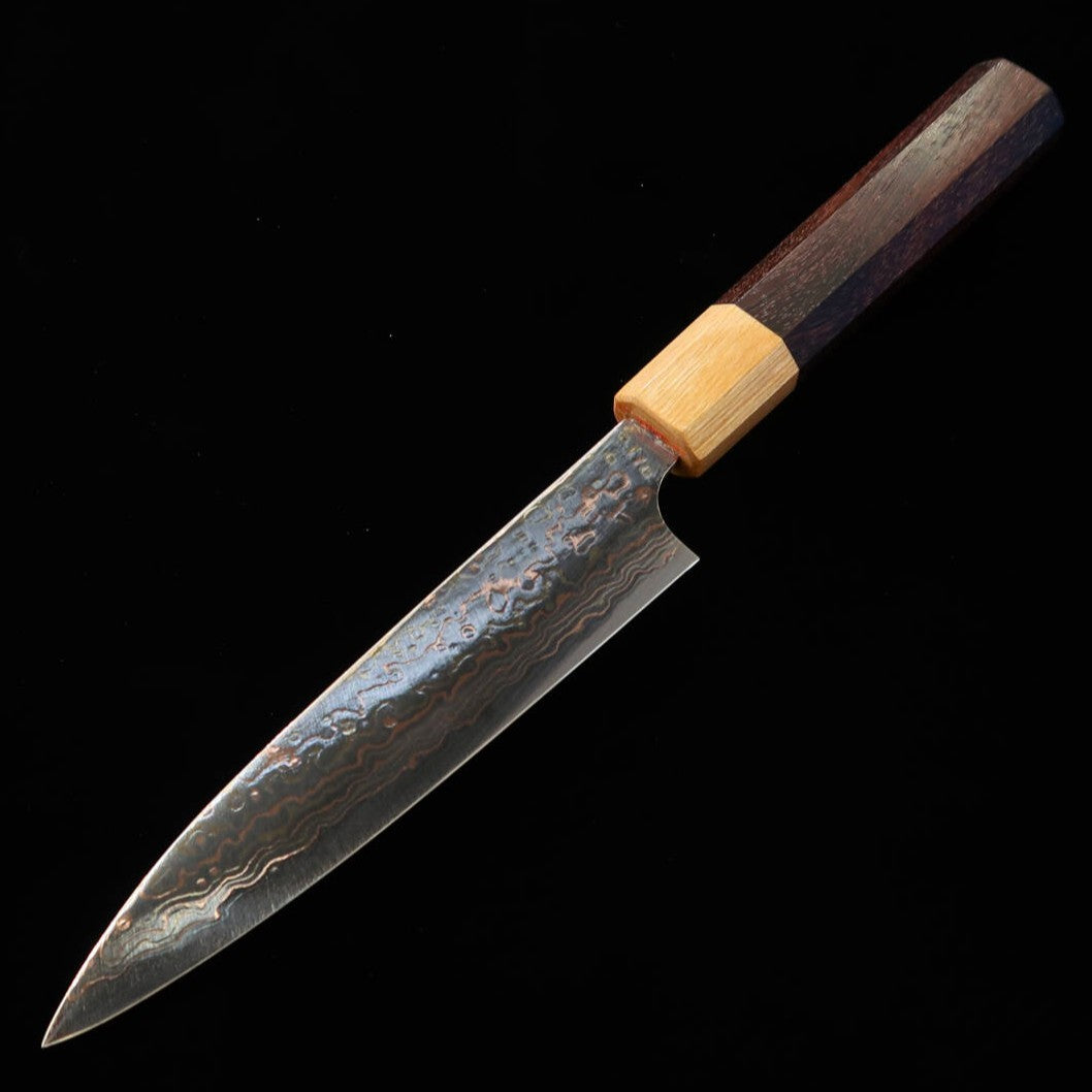 佐治武士SAJITAKESHI ペティ VG10 有色ダマスカス 紫檀八角柄（130mm）