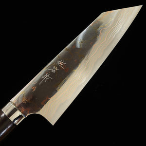 SAJI TAKESHI Acier Bleu No.2 Damas coloré Couteau Bunka Manche en bois de fer (175 mm)