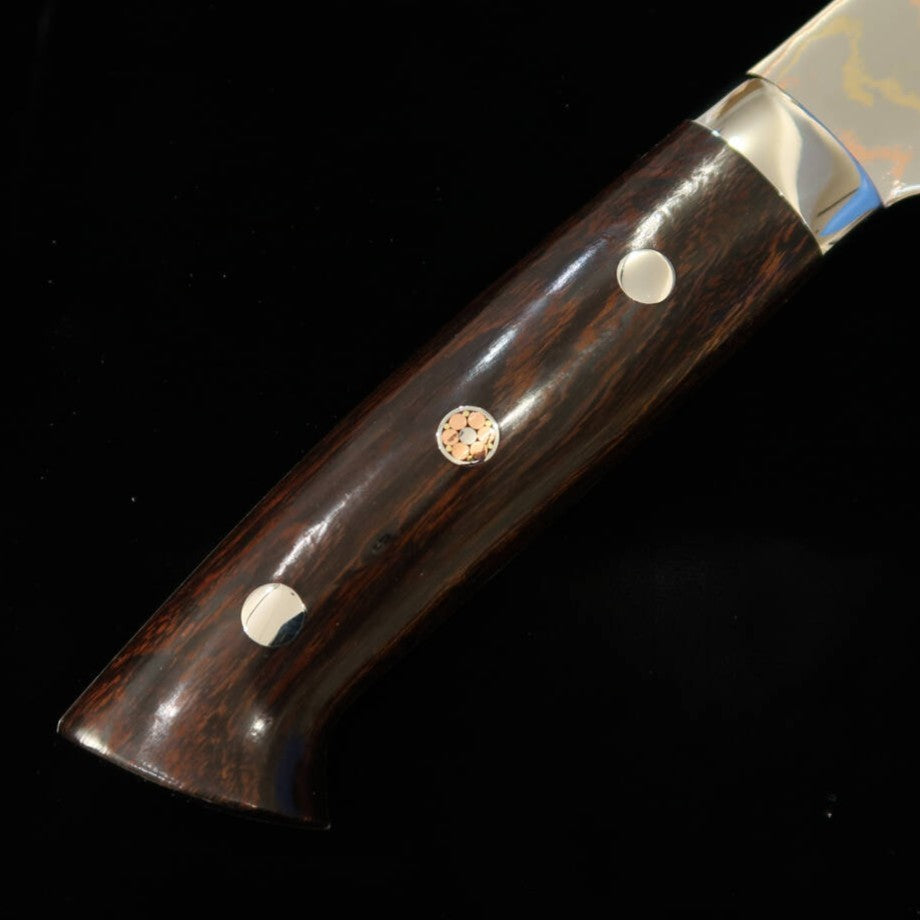 SAJI TAKESHI Acier Bleu No.2 Damas coloré Couteau Bunka Manche en bois de fer (175 mm)