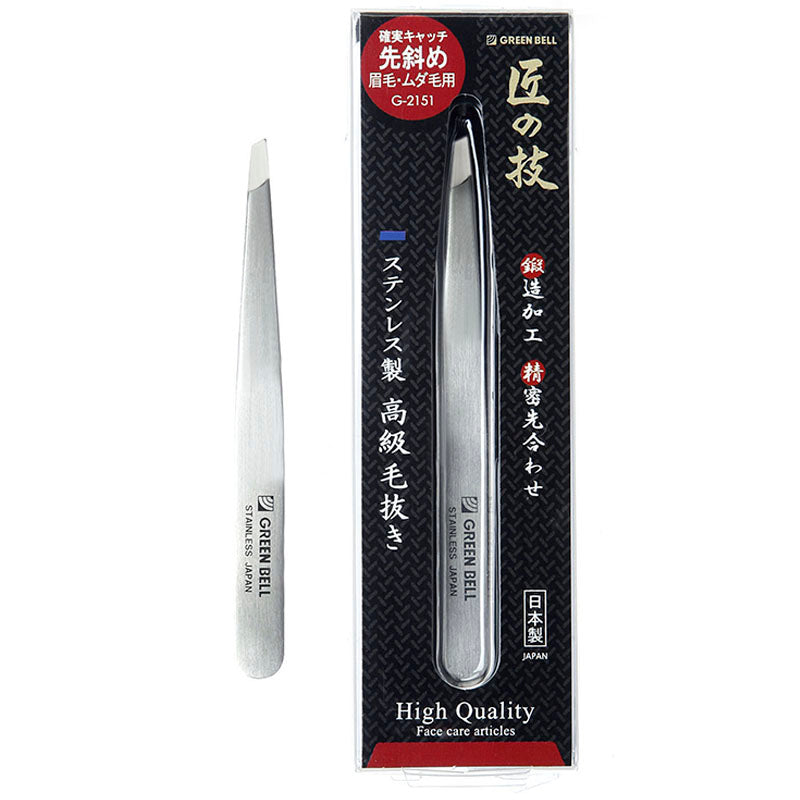 Green Bell GREEN BELL Takumi no Waza pince à épiler de luxe en inox pour sourcils et poils superflus G-2151