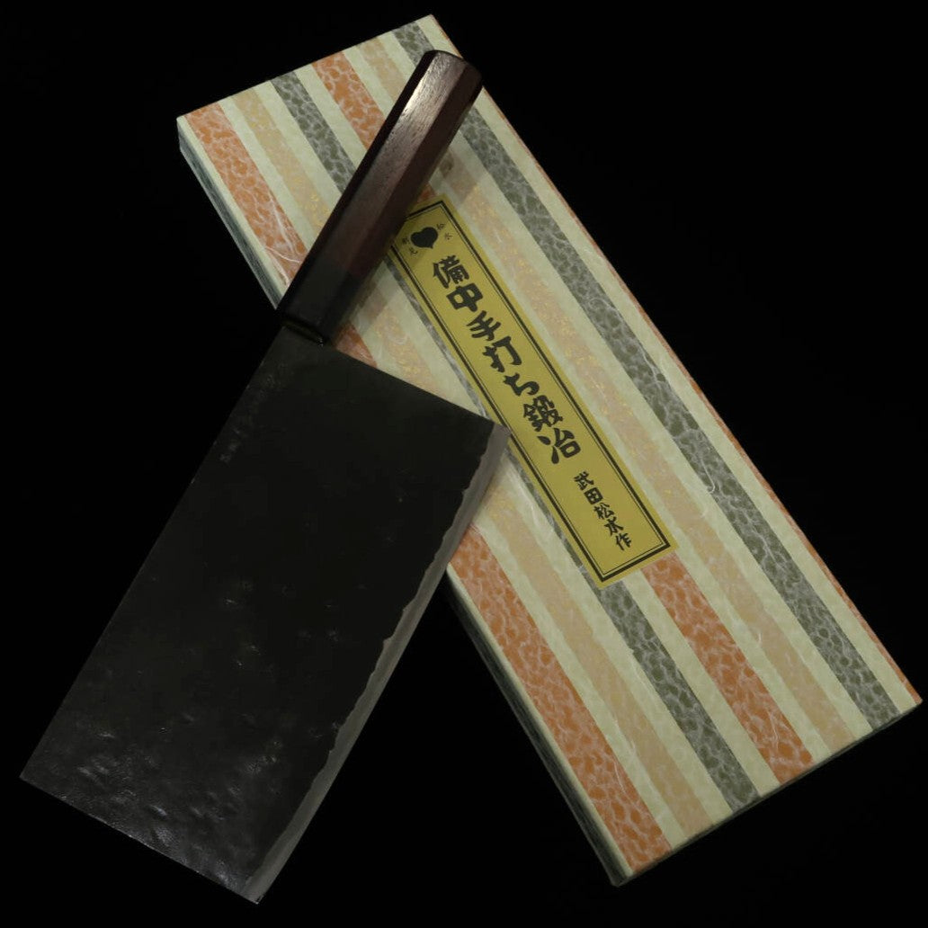 武田刃物TAKEDA　備中手打ち鍛冶　中華包丁（小）　日立青紙スーパー鋼 （190～210mm）