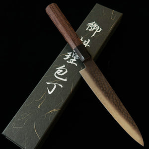 Miura Petty VG10 Blackened Tsuchime Damascus Wenge Octagonal Handle (150mm)