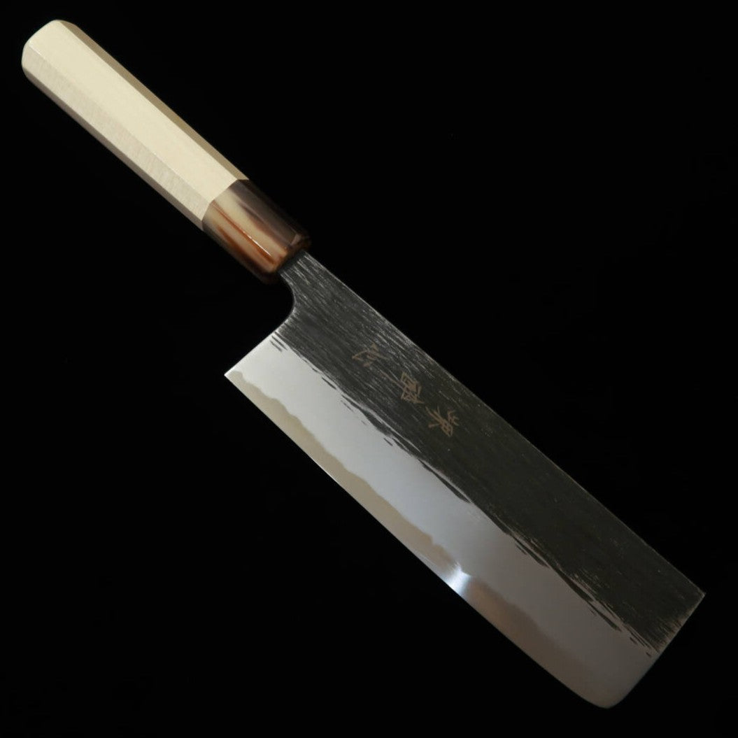SUISIN Togashi Kenji's Black Forged Shirogami No.2 Nakiri with an Octagonal Magnolia Handle (165mm)