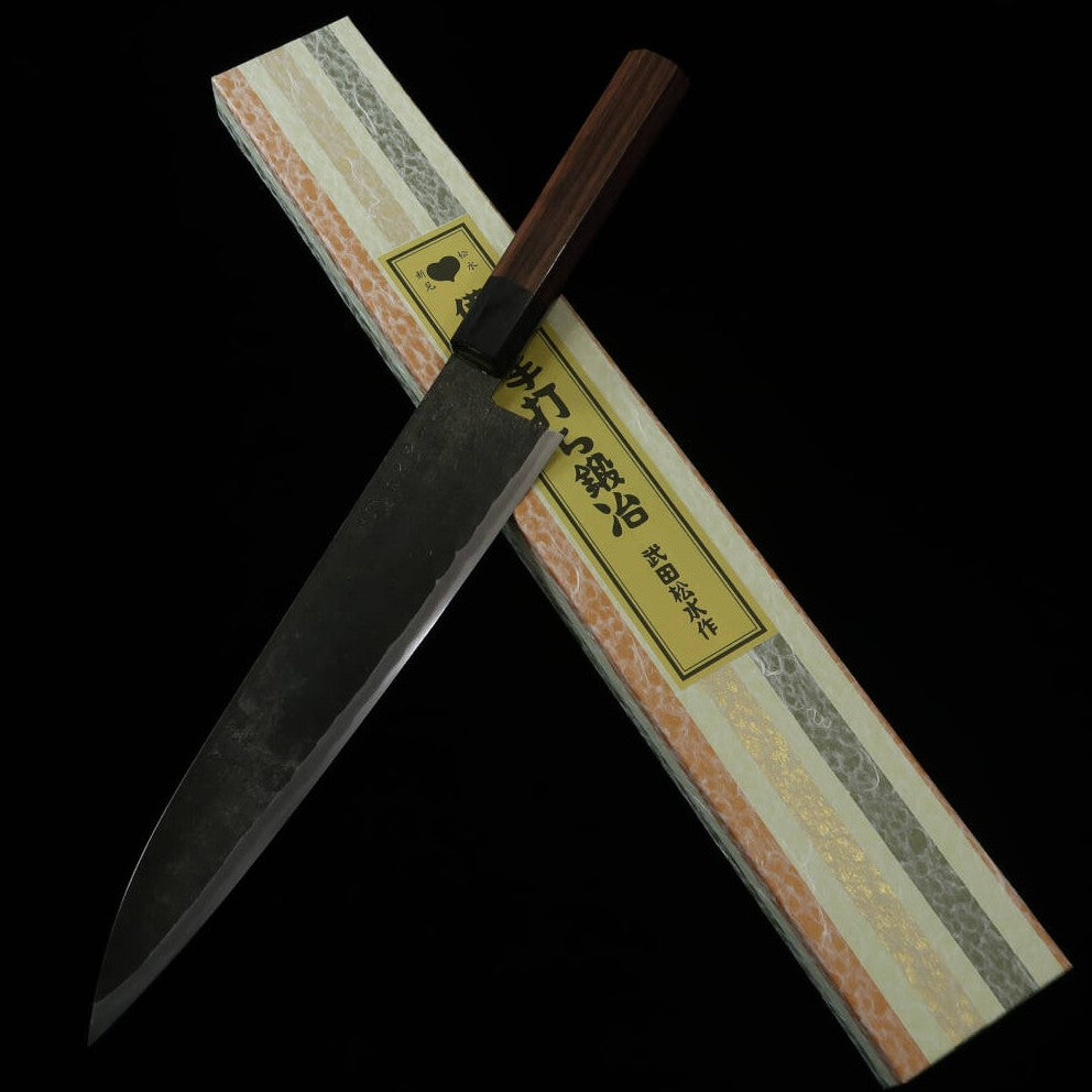 Takeda Hamono TAKEDA, forge artisanale Bitchu, grand couteau Deba à fileter, acier Hitachi Aogami Super (230~250 mm)