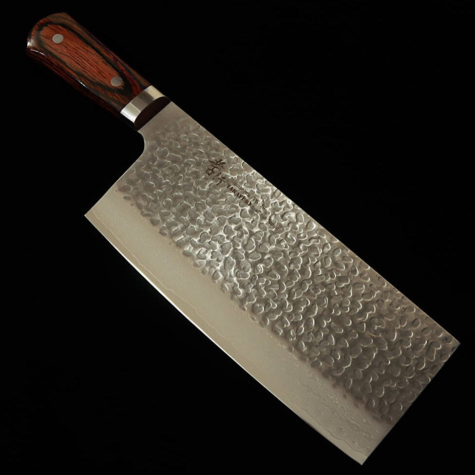 Sakai Takayuki Chinese Knife, VG-10 Damascus 33-Layer Hammered Edge (195mm)