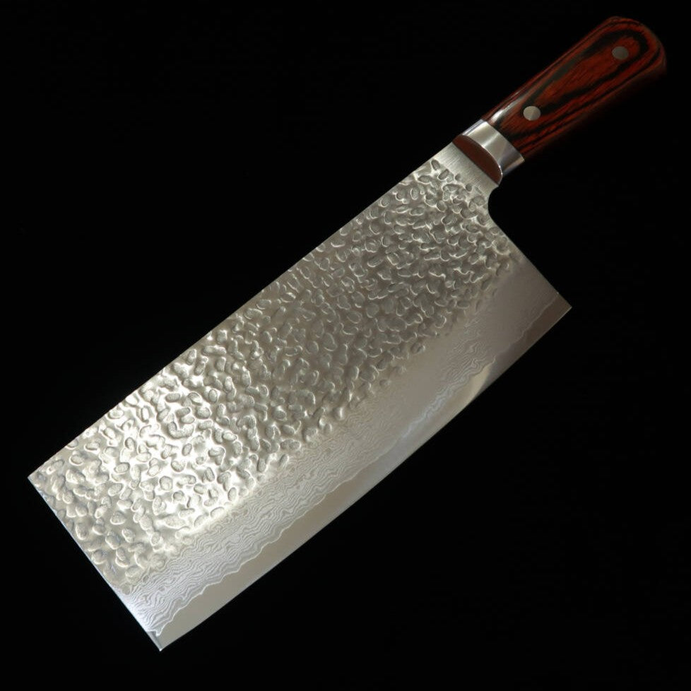 Sakai Takayuki Chinese Knife, VG-10 Damascus 33-Layer Hammered Edge (195mm)