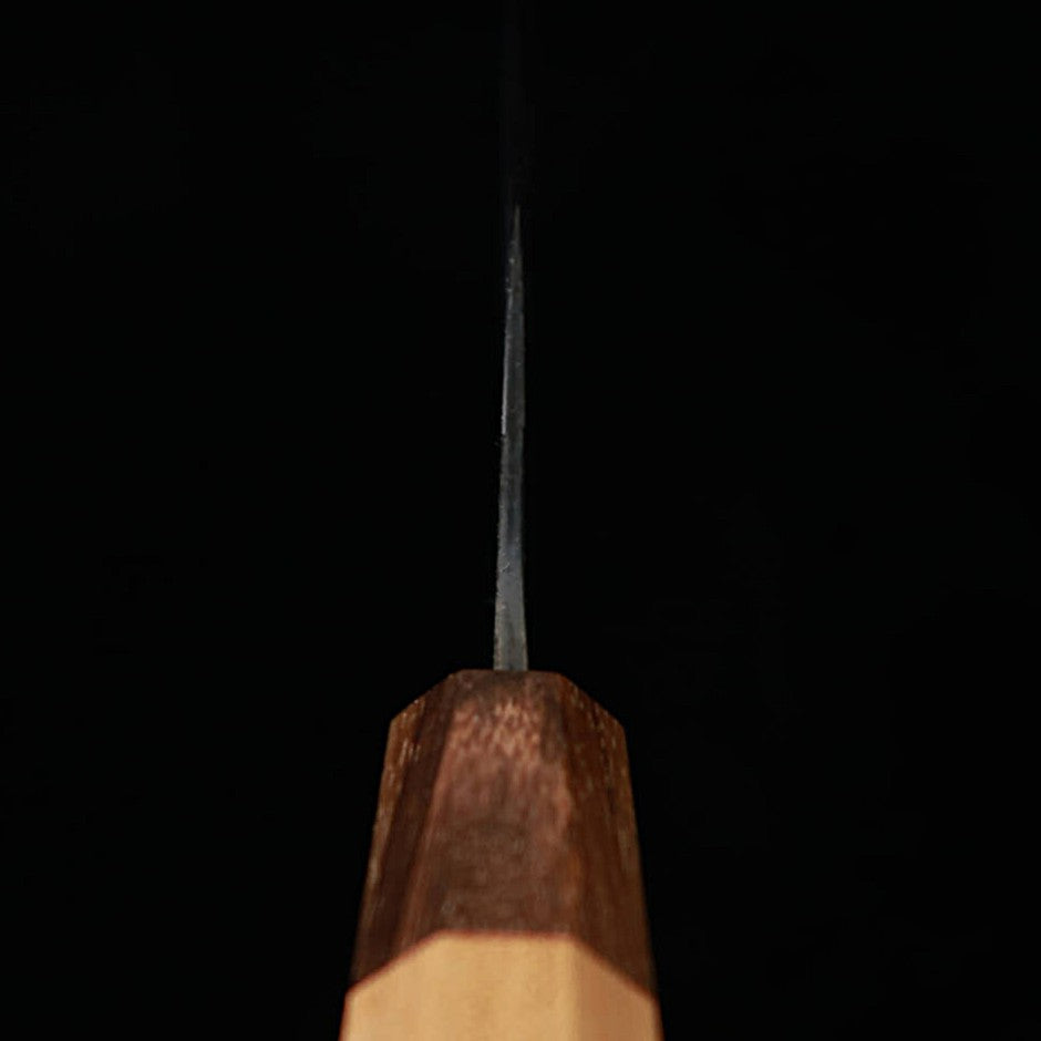 Kamo Hamono Nakiri Aogami finition noire Damas, manche octogonal en cerisier (165 mm)