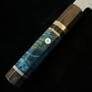 三浦佩MIURA Obidama 牛刀 銀紙三号 ダマスカス スタビライズウッドハンドル（210mm）