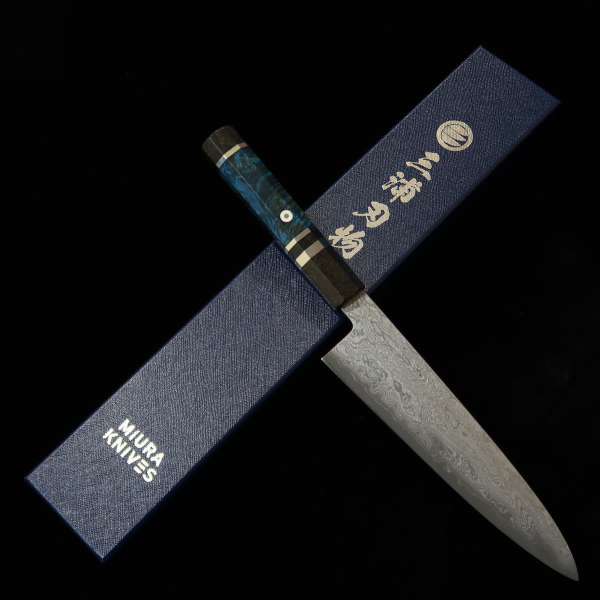 三浦佩MIURA Obidama 牛刀 銀紙三号 ダマスカス スタビライズウッドハンドル（210mm）